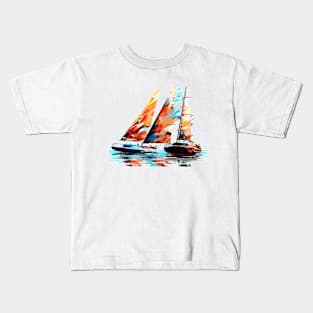 Sailing Boat Sea World Ocean Beauty Discovery Travel Kids T-Shirt